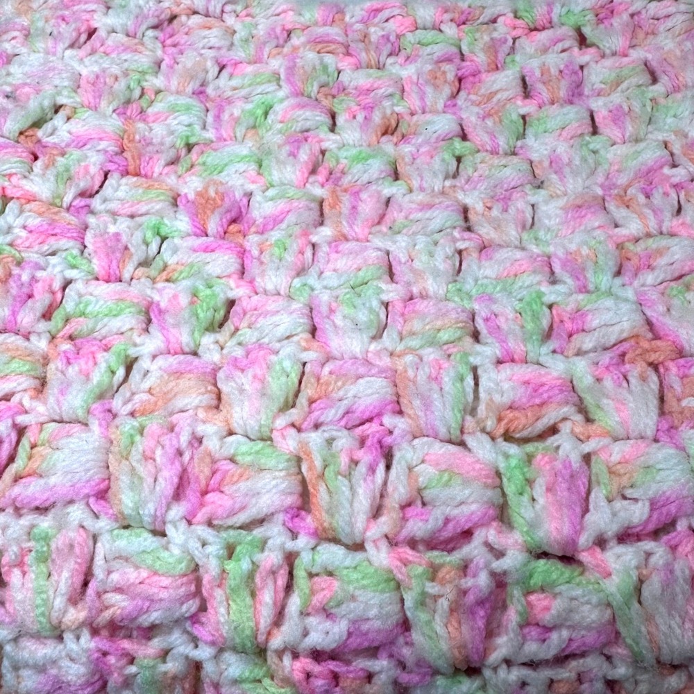Crochet Baby Blanket Pastel Basketweave Afghan Handmade SOFT Cozy Cottagecore